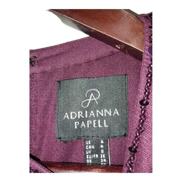 Absolutely Gorgeous Purple Deco Beaded Long Dress by Adrianna Papell Sz 4 - Picture 5 of 5